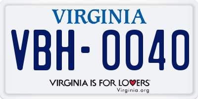 VA license plate VBH0040