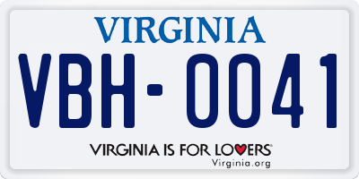 VA license plate VBH0041