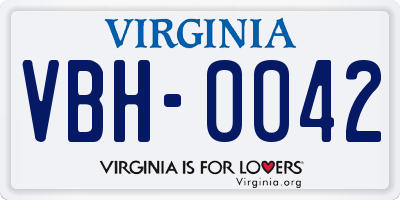 VA license plate VBH0042