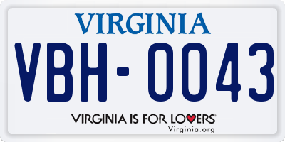 VA license plate VBH0043