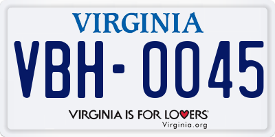 VA license plate VBH0045