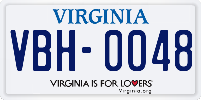 VA license plate VBH0048