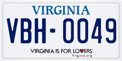 VA license plate VBH0049