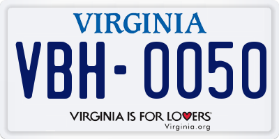 VA license plate VBH0050