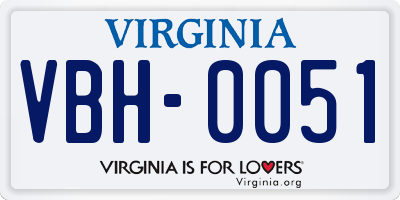 VA license plate VBH0051