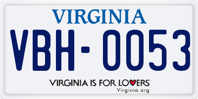 VA license plate VBH0053