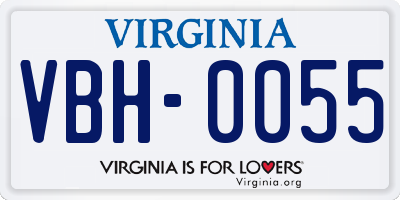 VA license plate VBH0055