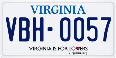 VA license plate VBH0057