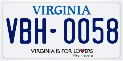 VA license plate VBH0058