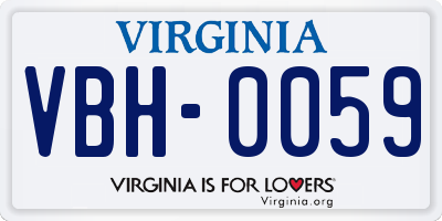 VA license plate VBH0059