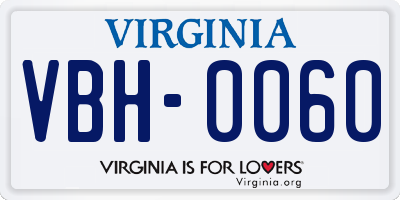 VA license plate VBH0060