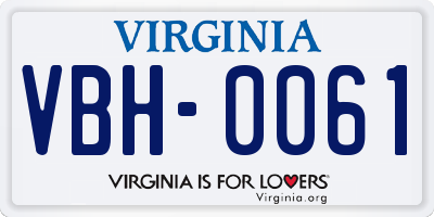 VA license plate VBH0061