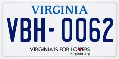 VA license plate VBH0062