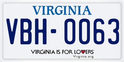 VA license plate VBH0063