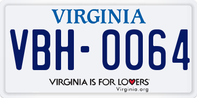 VA license plate VBH0064