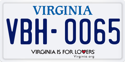 VA license plate VBH0065