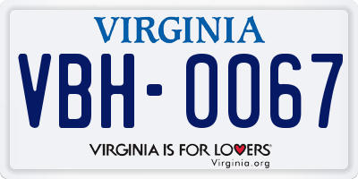 VA license plate VBH0067
