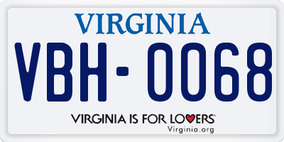 VA license plate VBH0068