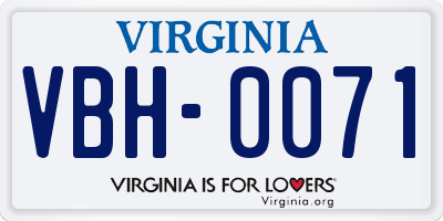VA license plate VBH0071