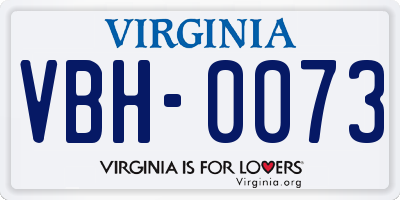 VA license plate VBH0073