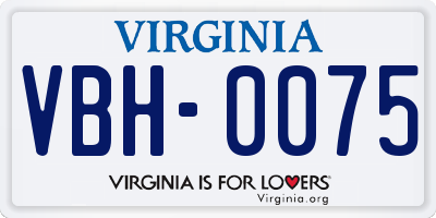 VA license plate VBH0075