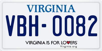 VA license plate VBH0082