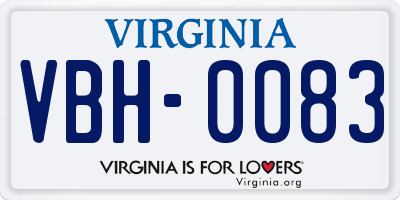 VA license plate VBH0083