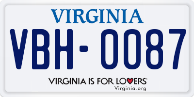 VA license plate VBH0087