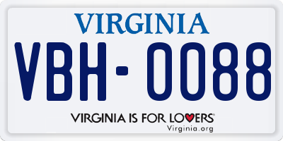 VA license plate VBH0088