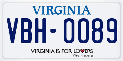 VA license plate VBH0089