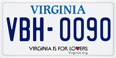 VA license plate VBH0090