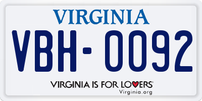 VA license plate VBH0092