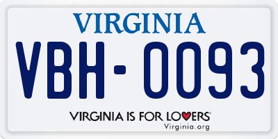 VA license plate VBH0093