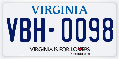 VA license plate VBH0098