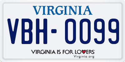 VA license plate VBH0099