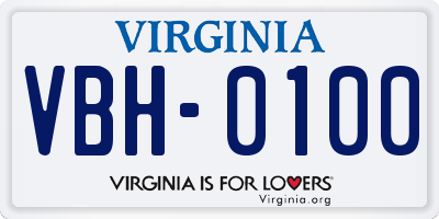 VA license plate VBH0100