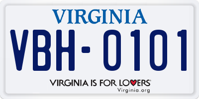 VA license plate VBH0101