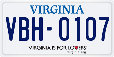 VA license plate VBH0107