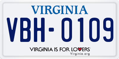 VA license plate VBH0109