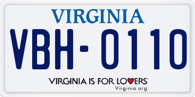 VA license plate VBH0110