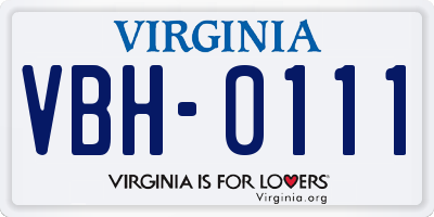 VA license plate VBH0111