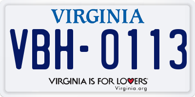 VA license plate VBH0113
