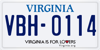 VA license plate VBH0114