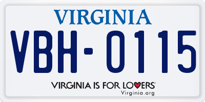 VA license plate VBH0115
