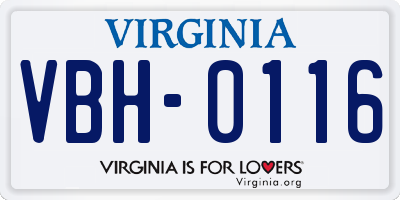 VA license plate VBH0116