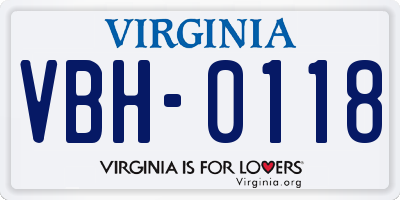 VA license plate VBH0118