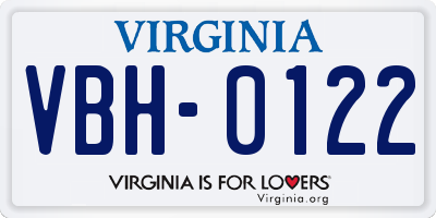 VA license plate VBH0122
