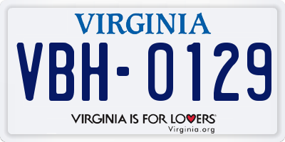 VA license plate VBH0129