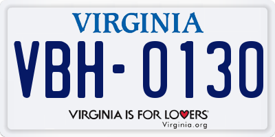 VA license plate VBH0130