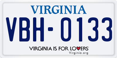 VA license plate VBH0133